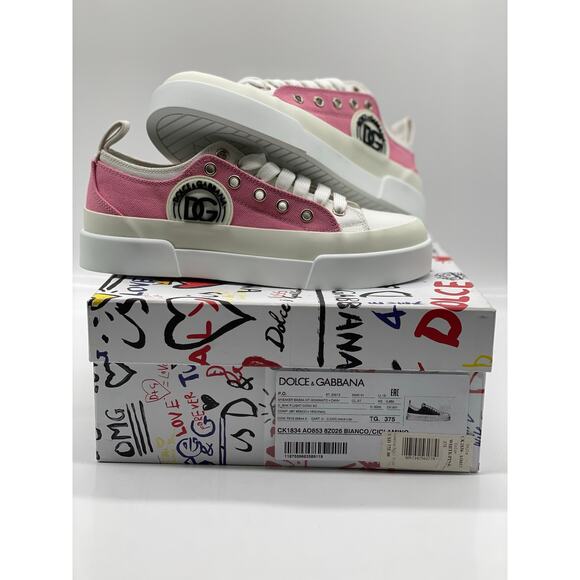 Dolce & Gabbana Portofino Light DG Logo Canvas Sneakers sz. 37.5 EU (7.5 US) - Picture 7 of 12